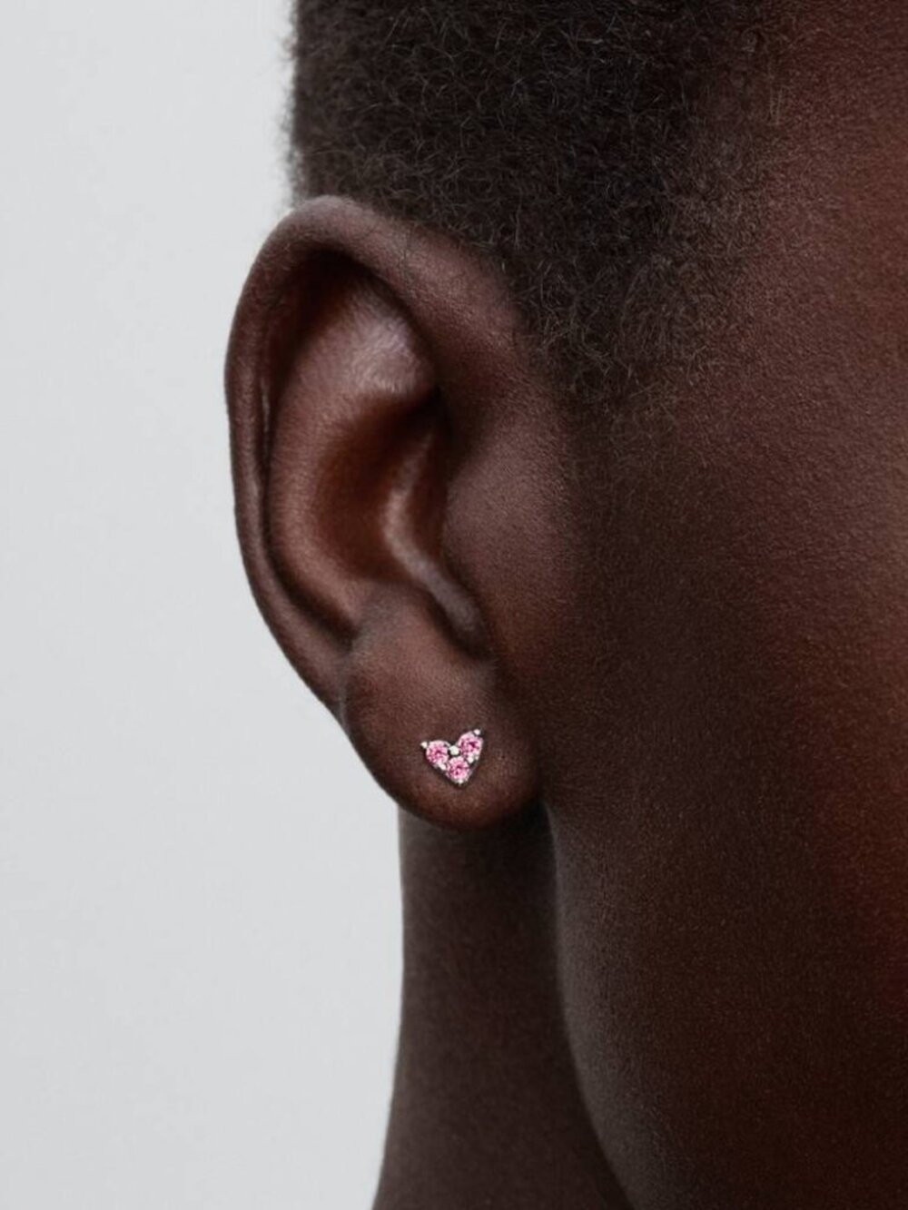 Pandora Triple Stone Pink Heart Stud Earrings - Picture 2 of 4